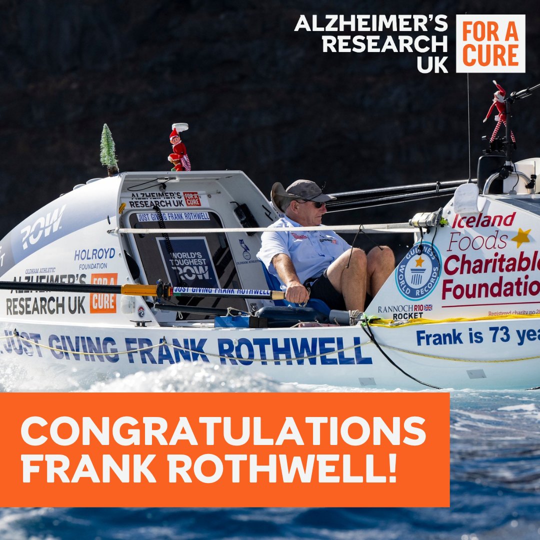 Alzheimer's Research UK (@alzresearchuk) on Twitter photo Congratulations to <a href="/Frank_Rothwell/">Frank Rothwell - Alzheimer's Research UK</a> for being awarded an OBE for charitable services to dementia research, raising over Β£1.4m #ForACure.
At 70 and 73, Frank rowed solo across the Atlantic - becoming the oldest man to row any ocean solo and showing the world βyou're never too oldβ Congratulations to <a href="/Frank_Rothwell/">Frank Rothwell - Alzheimer's Research UK</a> for being awarded an OBE for charitable services to dementia research, raising over Β£1.4m #ForACure.
At 70 and 73, Frank rowed solo across the Atlantic - becoming the oldest man to row any ocean solo and showing the world βyou're never too oldβ