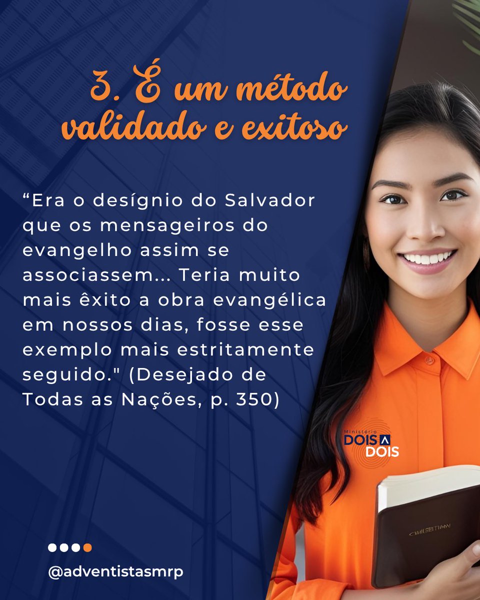 👥 3 motivos para você fazer parte do Ministério Dois a Dois:

1️⃣ Modelo bíblico: Jesus enviava de dois a dois (Mc 6:7)
2️⃣ Apoio mútuo: um anima o outro na missão
3️⃣ Método validado e exitoso: funciona e dá frutos!

⚡️Missão compartilhada é missão fortalecida.
#MRPterradeproezas