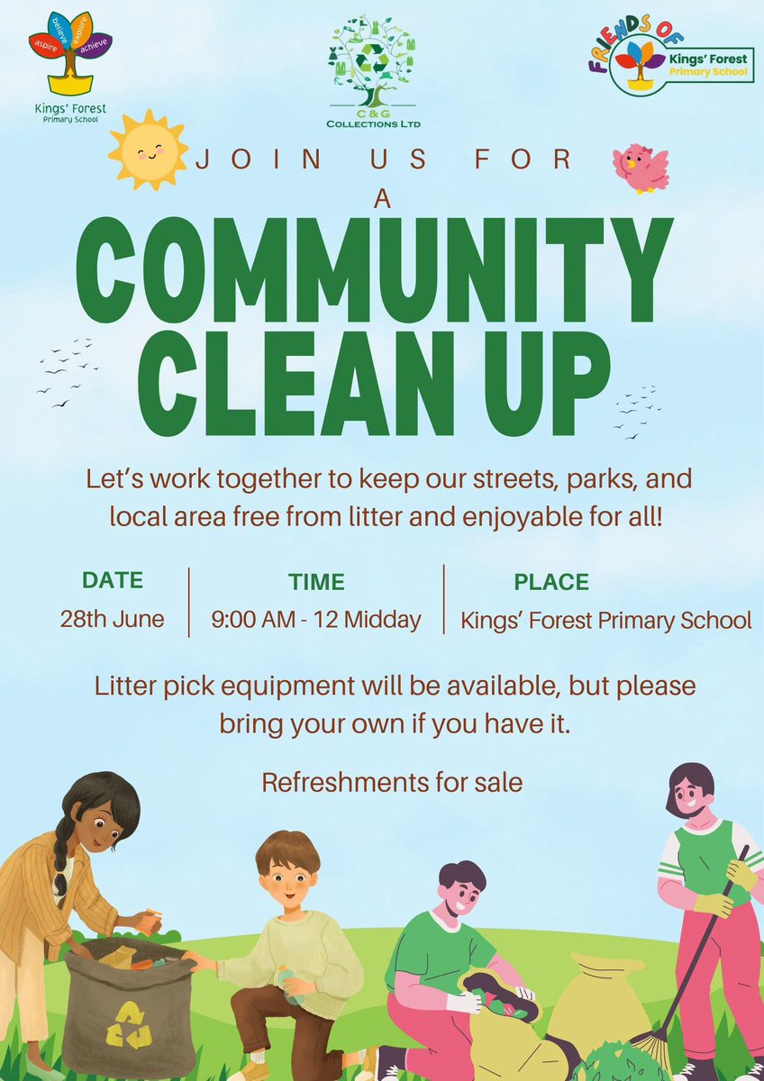 The community of Kings’ Forest join together again. If your child is joining us in September or you are considering us as a potential school come along and get involved. Pop in any time between 9 and midday #findaway #community #wellbeing