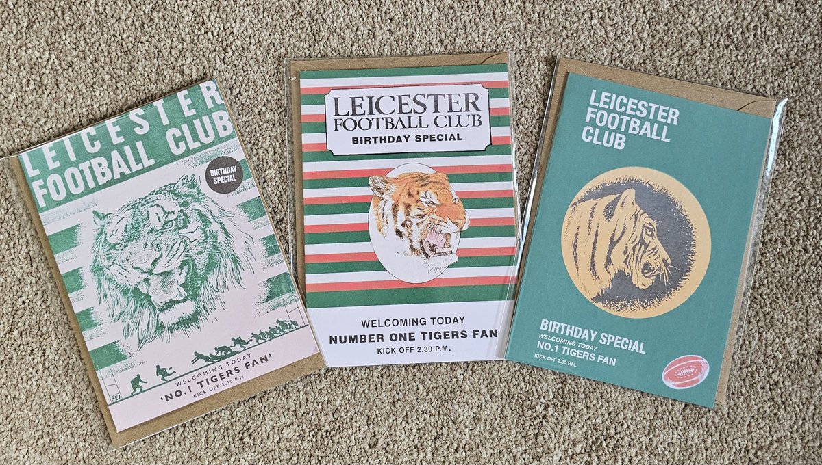 I now have 3 Leicester Tigers Birthday Cards in my range. Exclusive designs. Follow &amp; will follow back , DM to order.