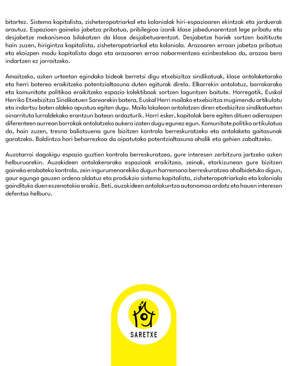 📢 Bihar Donostian Bizilagunekin plataformak deitutako manifestazioaren harira gure irakurketa propioa.

Izan ere, ulertzen dugu masa espazio hauek ere borrokarako eremu behar dutela izan, beti ere norabide argi batekin egiten bada. 1/3