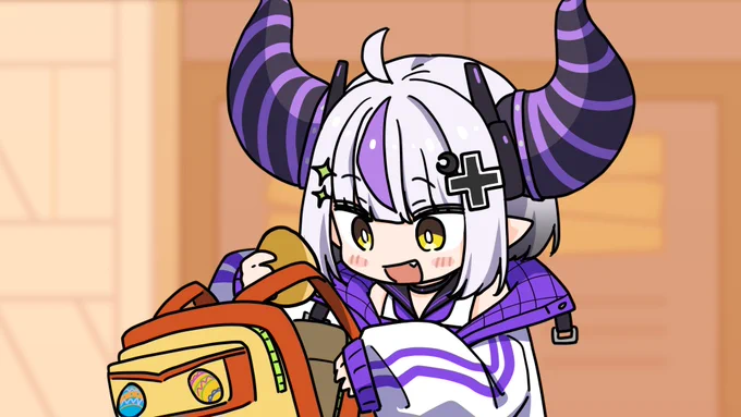 ランドセルを背負ったラプちゃんが可愛すぎてときめく団長 #ノエラート #Laplus_Artdesu