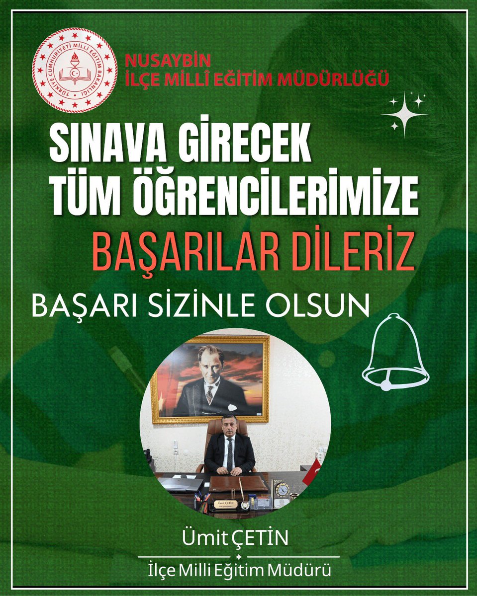 “Sınava girecek tüm öğrencilerimize başarılar dilerim.”

<a href="/tcmeb/">Millî Eğitim Bakanlığı</a> 
<a href="/Yusuf__Tekin/">Yusuf Tekin</a> 
<a href="/Mardin_Valiligi/">Mardin Valiliği</a> 
<a href="/tuncay_akkoyun/">Tuncay Akkoyun</a> 
<a href="/mardinilmem/">Mardin İl Millî Eğitim Müdürlüğü</a> 
<a href="/ali_eyyupkoca/">Ali Eyyupkoca</a> 
<a href="/Nsy_Kaymakamlik/">Nusaybin Kaymakamlığı</a> 
<a href="/umitcetin47100/">Ümit ÇETİN</a>