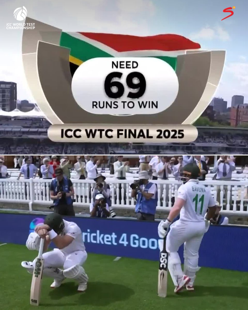 Here's the equation for Day Four 👇

▪️ South Africa need 69 runs to win 🇿🇦
▪️ Australia need eight wickets to win 🇦🇺

We are live from Lord's on #SSCricket 🍿

📺 Stream #WTC25 on DStv: tinyurl.com/4wrtdwtb