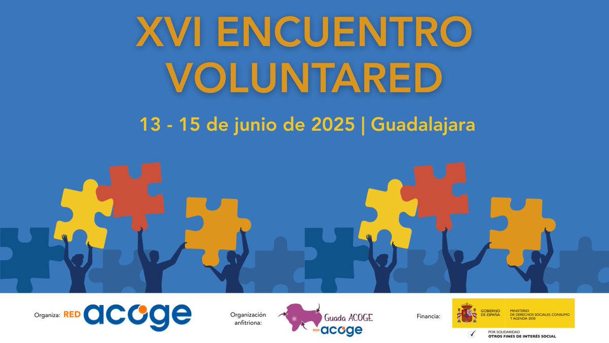 REDACOGE's tweet photo. Comienza el XVI Encuentro Estatal de Voluntariado de @REDACOGE que celebramos este fin de semana con @GuadaAcoge como organización federada anfitriona de este evento. #VoluntaRed 👥 https://t.co/t0hHH8yh86
