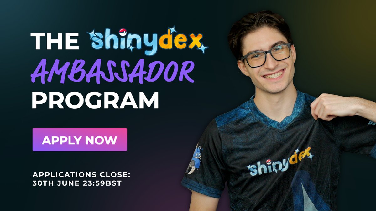ShinyDexTweets's tweet image. Our ambassador program applications are open NOW!
They close 30th June 23:59 BST.
Read all the details here: shinydex.com/ambassadors/ap…
#pokemon #shinydex #shinypokemon #ambassador #program #excitement