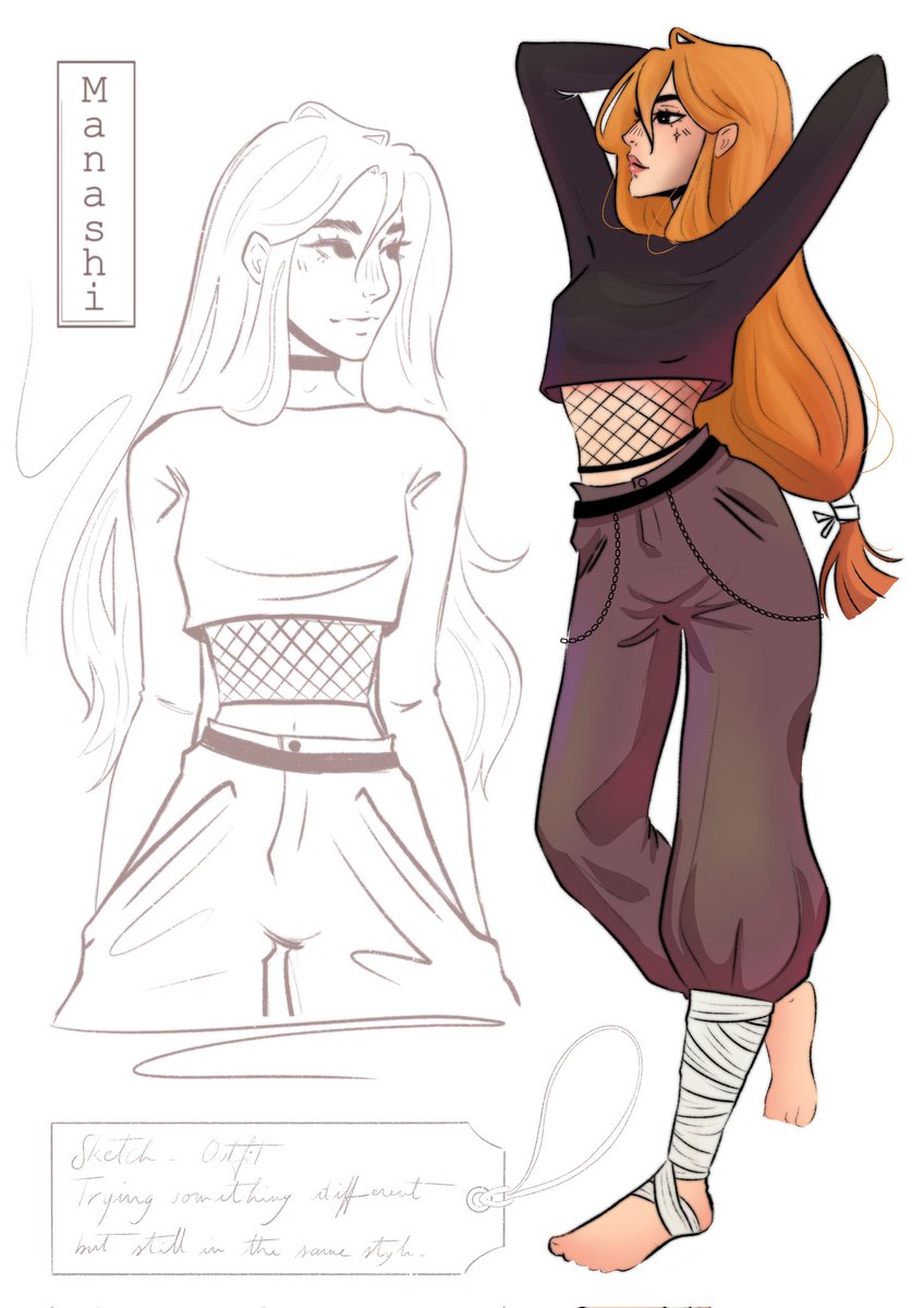 A sketch I made yesterday ~  
I'm sooo bad to find outfit ideas, so I need to work on it ! Any suggestions ?
And I'm still looking for #artmoots 🫶🏻 say hi if you see it ✨️
#draw #art #ocart