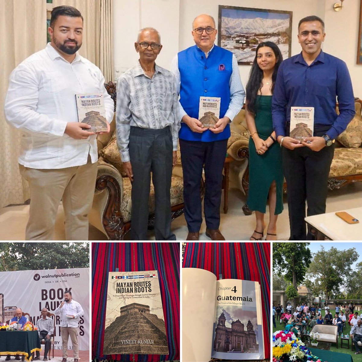 EmbGuaIndia's tweet photo. The Embassy of Guatemala was honored to participate in the book launch for: “Mayan Routes- Indian Roots” written by Lt. Colonel Vineet Kumar. Interesting travelogue in Central America! Thanks for the chapter dedicated to #Guatemala, the heart of the Mayan world! 🇬🇹 🤝 🇮🇳 @MinexGt https://t.co/YEDSzSfgIn