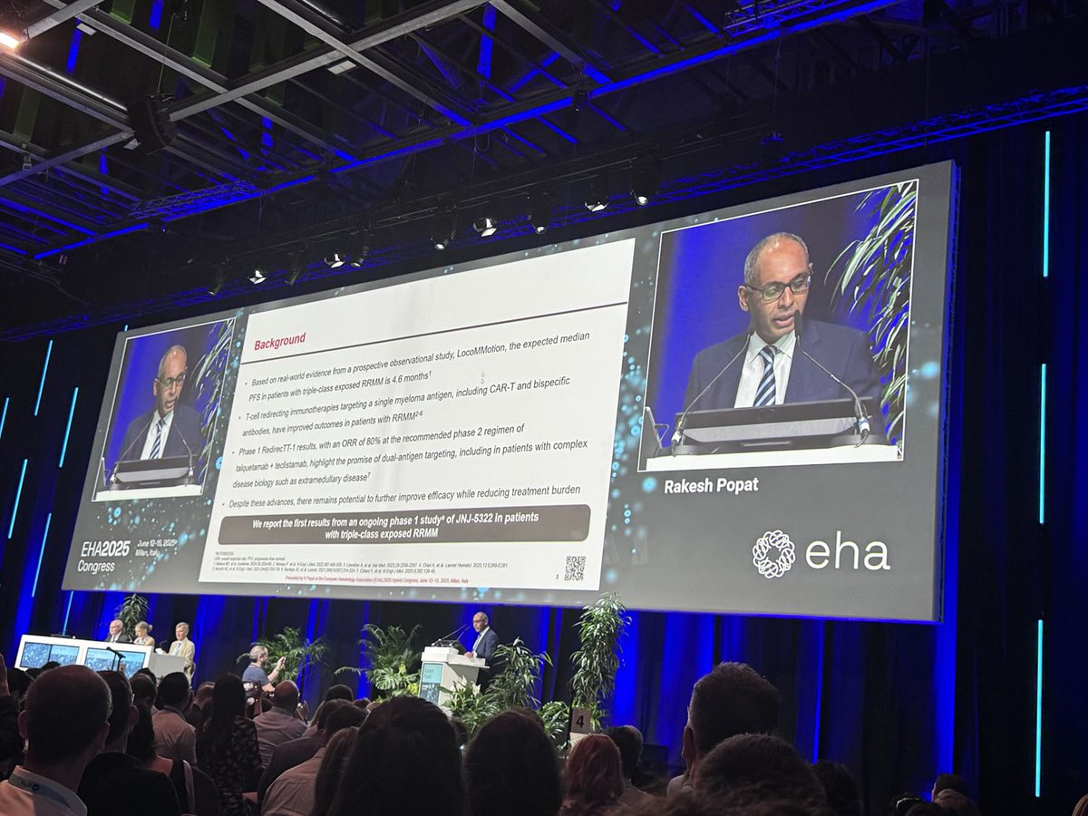 awechalekar (@awechalekar) on Twitter photo @EHA plenary session - <a href="/DrRakeshPopat/">Rakesh Popat</a> presenting JNJ-5322 - a trispecific antibody in relapse refractory myeloma. A new potential step change for RR MM @EHA plenary session - <a href="/DrRakeshPopat/">Rakesh Popat</a> presenting JNJ-5322 - a trispecific antibody in relapse refractory myeloma. A new potential step change for RR MM
