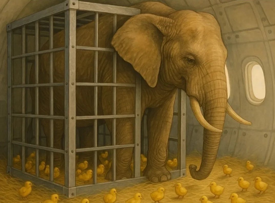 Bir fili bir ülkeden başka bir ülkeye , örneğin Hindistan’dan Amerika Birleşik Devletleri’ne , uçakla taşımak gerektiği zaman kafesine civcivler yerleştirilir. Evet, doğru okudun… minicik civcivler! Neden mi?