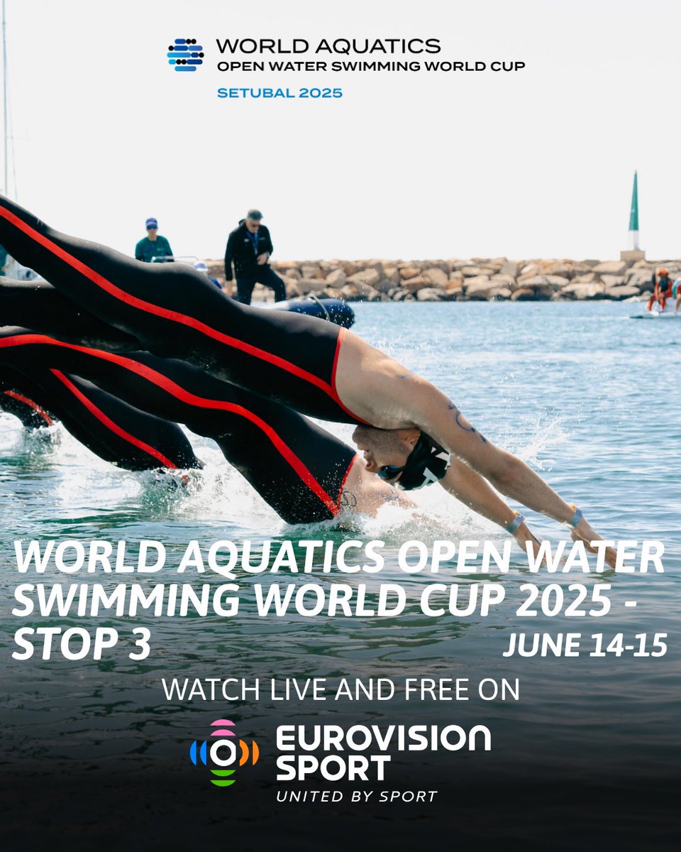 🌊🏊‍♂️ Open water. One course. No lanes.

🗓️ On 15 June, the World Aquatics Open Water Swimming World Cup 2025 heads to Setúbal, Portugal 🇵🇹 for its third stop.

🎥 Catch every stroke LIVE and FREE on Eurovision Sport