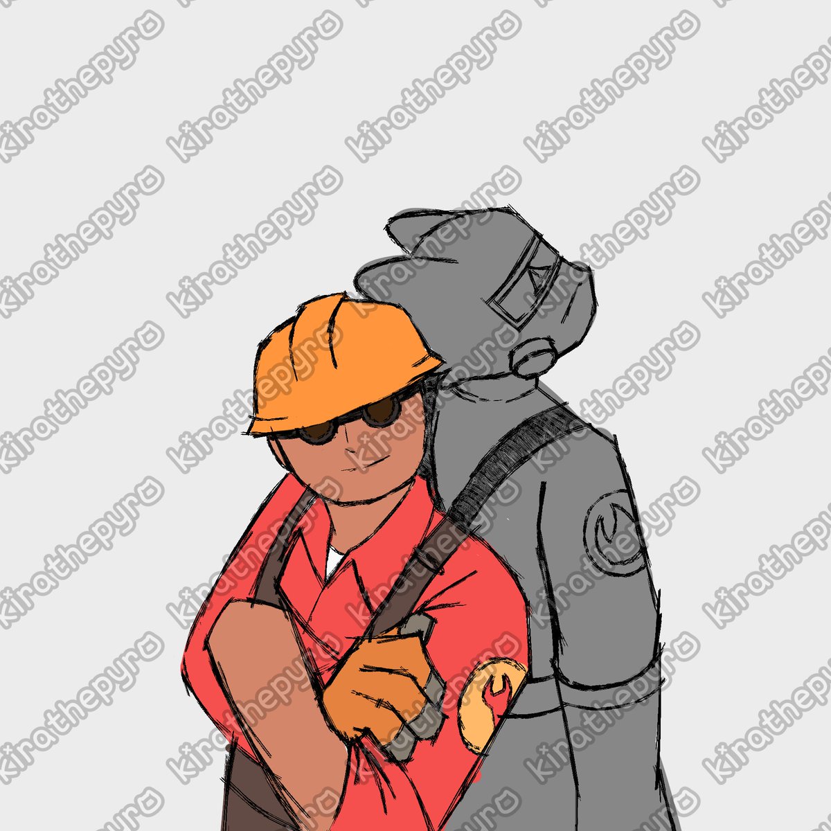 kirathepyro's tweet image. I'm practicing again after so long, here's my #pyro sona with #Engineer from #TF2