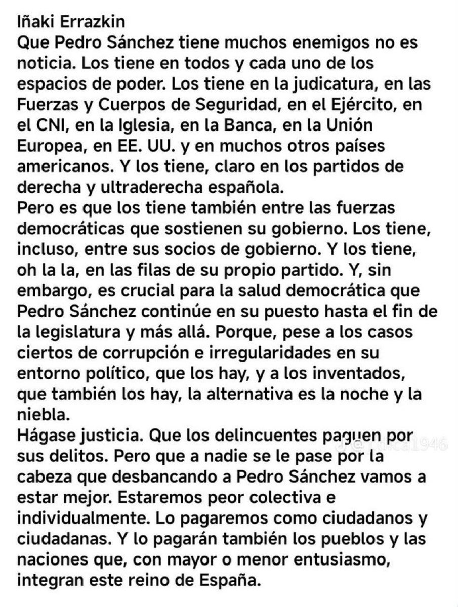 Totalmente de acuerdo con esta opinión, a Pedro le rodean enemigos por todas partes, la alternativa da miedo