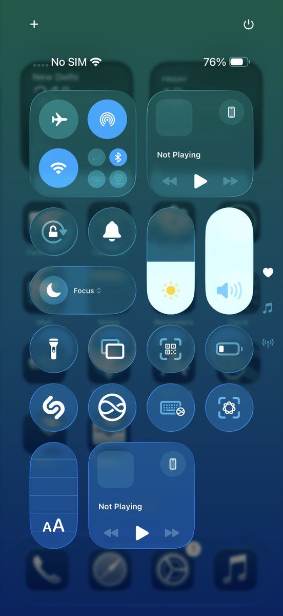 stufflistings's tweet photo. Control Center transparency before and after yesterday's beta update 🥲 https://t.co/TkA72EGwMq