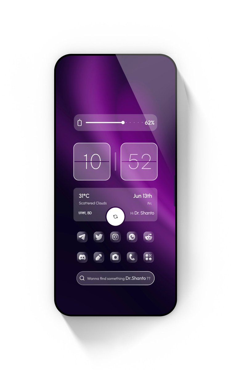 DrShanto_Setups's tweet photo. Going with the #Trends
#LiquidGlass Setup with different Walls. #iOS26 similar Setup Threads:
➥Blendy Wallpaper @MathyWallrod ➥Glass Icons @NarikDesign
➥Elements KWGT(60, 210,147) @droidbeauty
➥ #WithNova
#shantosetups #androidhomescreen #setupshowcase #myhomescreen (1/2) https://t.co/wVSVrAYjc8