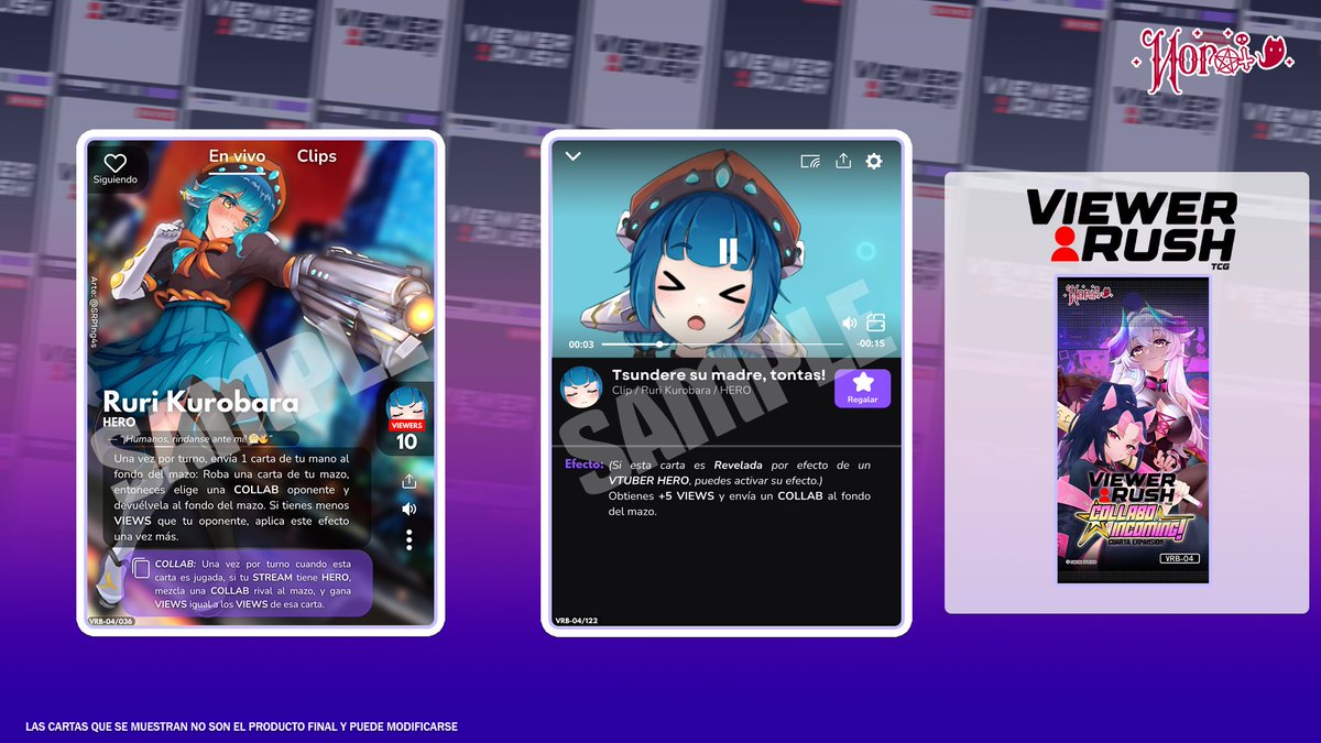 ViewerRushTCG's tweet photo. [Presentación de las nuevas cartas de #ViewerRushTCG]

¡Presentamos las cartas incluidas en el nuevo set "Collabo Incoming!", que saldrá el viernes 20 de Junio!   ¡Atentos para mas spoilers!

🔵Esta vez es @Ruri_Kurobara https://t.co/M359vnCUBP