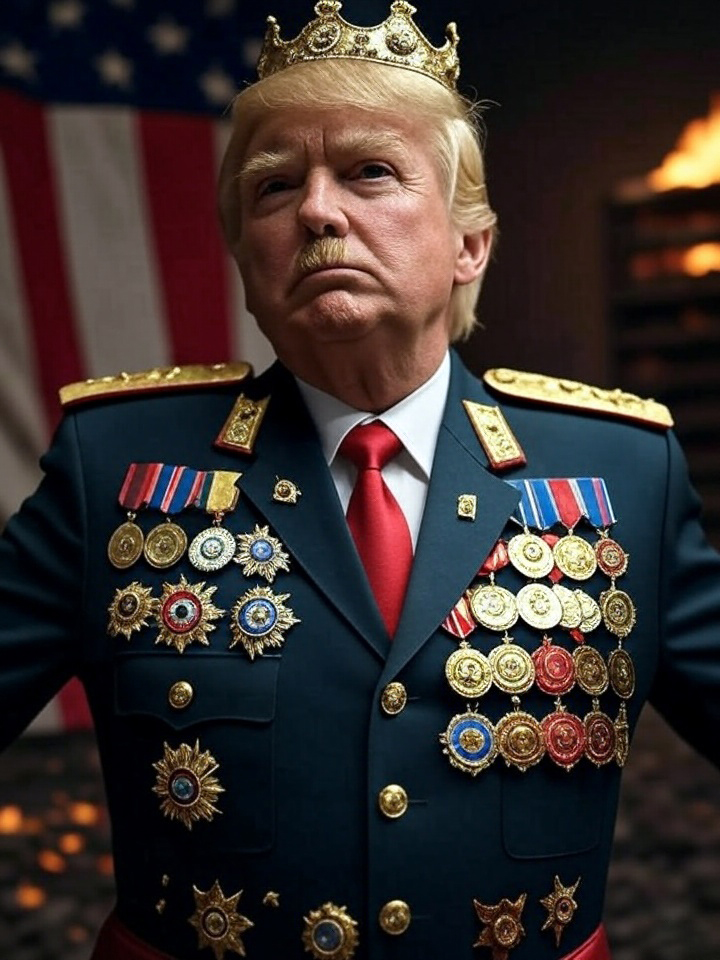 huberarts's tweet photo. "In fact, if Frankenstein decided to make a monster assembled entirely from human flaws – he would make a Trump." - Nate White 
#NoKings https://t.co/QOFE0VVF4B