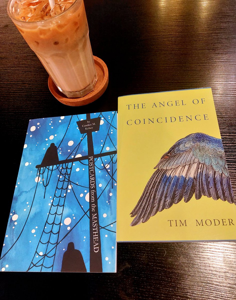 Vikki C. (@vwc_writes) on Twitter photo Summertime weekend reading 🍹 These beautiful chapbooks arrived, so looking forward to diving in 💙
1) The Angel of Coincidence (Ink Fish Press) by <a href="/ModerTim/">Moder_poet_Tim</a>.
2) Postcards from the Masthead (<a href="/boatsagainstmag/">boats against the current</a> ⛵️) by Candice M. Kelsey.
#poetrycommunity #poetry #chapbooks #books Summertime weekend reading 🍹 These beautiful chapbooks arrived, so looking forward to diving in 💙
1) The Angel of Coincidence (Ink Fish Press) by <a href="/ModerTim/">Moder_poet_Tim</a>.
2) Postcards from the Masthead (<a href="/boatsagainstmag/">boats against the current</a> ⛵️) by Candice M. Kelsey.
#poetrycommunity #poetry #chapbooks #books