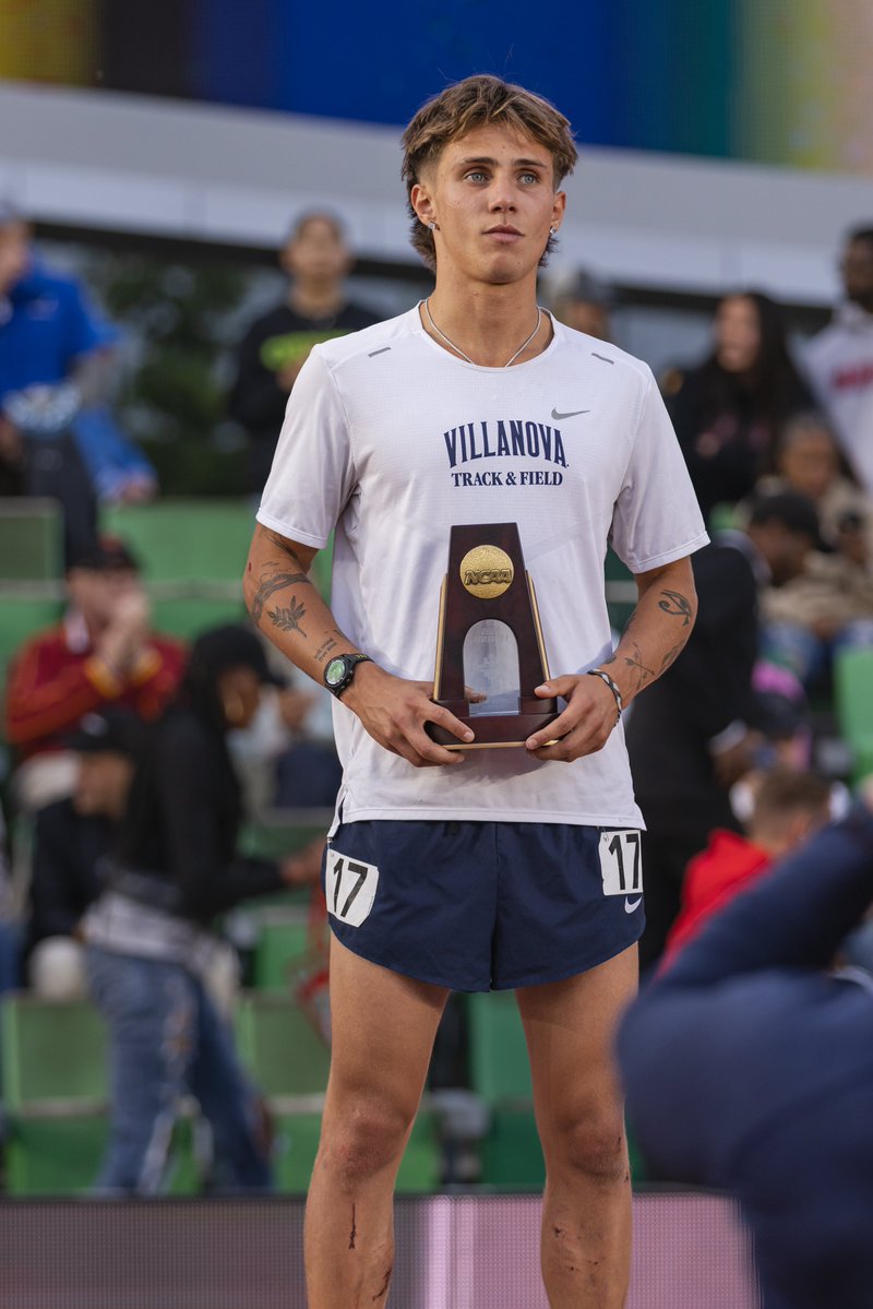 NovaTrackXC's tweet image. Marco Langon is the ninth men's athlete from Villanova to be a first team All-American in cross country, indoors and outdoors in the same academic year, and the first since Casey Comber in 2018-19! #NCAATF #GoNova 🔵⚪️✌️