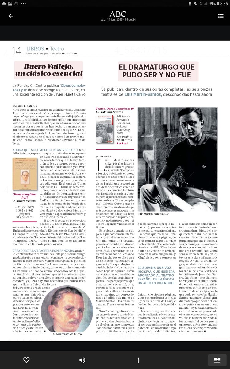 Luis Martin-Santos Laffon (@charnaman1) on Twitter photo Sugerencias últimos días <a href="/FLMadrid/">Feria del Libro de Madrid</a>
Crítica sobre Vol.IV OC Teatro #LuisMartinSantos #GalaxiaGutenberg en el <a href="/ABCCultural/">ABC Cultural</a> «se adivina una voz incisiva, que hubiera aportado al teatro español de la época un acento diferente» bit.ly/TeaTr Sugerencias últimos días <a href="/FLMadrid/">Feria del Libro de Madrid</a>
Crítica sobre Vol.IV OC Teatro #LuisMartinSantos #GalaxiaGutenberg en el <a href="/ABCCultural/">ABC Cultural</a> «se adivina una voz incisiva, que hubiera aportado al teatro español de la época un acento diferente» bit.ly/TeaTr