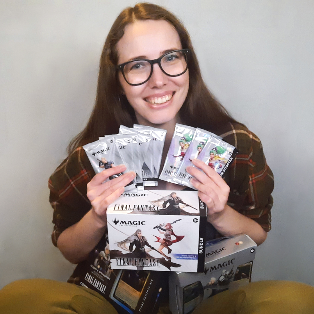 I'm actually impressed that I managed to hold all of these at once. I guess being a loot goblin has its perks!

Thanks <a href="/wizards_magic/">Magic: The Gathering</a> for the goodies! I’m SO excited to crack these open!! 

#MTGxFINALFANTASY #gifted