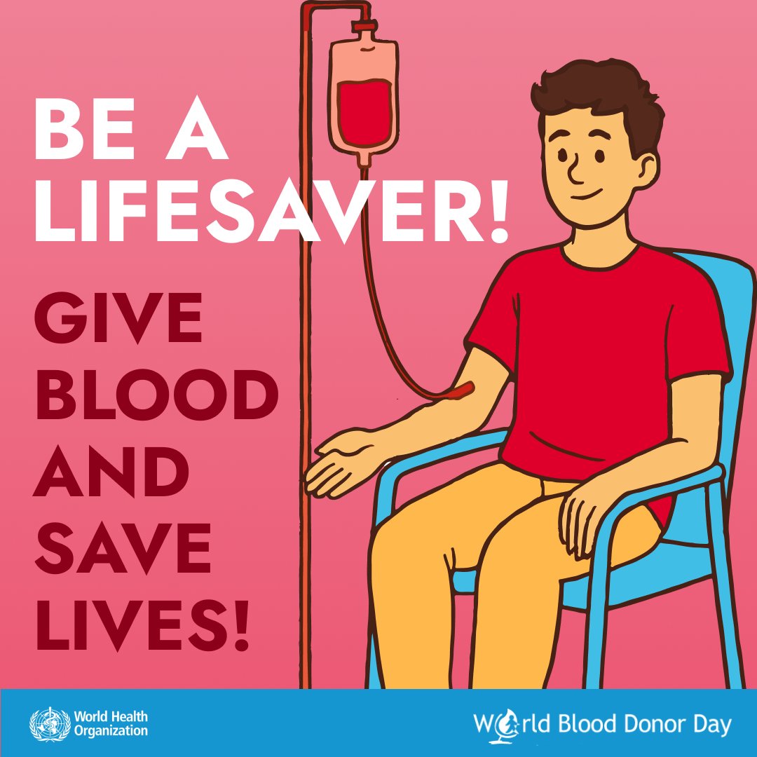 OAHP (@ohiohealthplans) on Twitter photo When you give blood, you give hope. On #WorldBloodDonorDay, <a href="/WHO/">World Health Organization (WHO)</a> honors those who give others a second chance at life. Join the life-savers by making a donation appointment today.
Learn more about becoming a blood donor at who.int/campaigns/worl…. When you give blood, you give hope. On #WorldBloodDonorDay, <a href="/WHO/">World Health Organization (WHO)</a> honors those who give others a second chance at life. Join the life-savers by making a donation appointment today.
Learn more about becoming a blood donor at who.int/campaigns/worl….