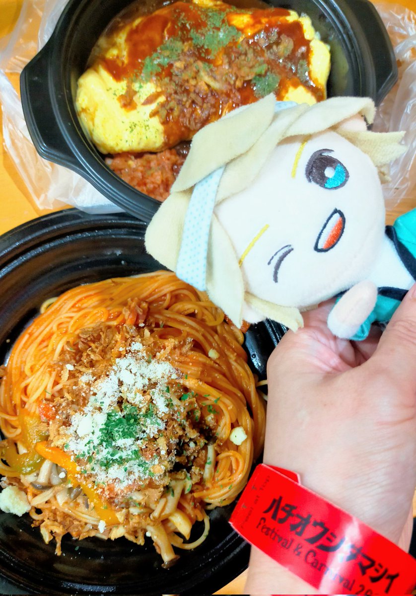 hina_1111_you's tweet photo. ランチにオムライスと
　　八王子ナポリタン🍝
食後のデザートはおしるこ✨
　とっーても美味しかったです☺
お土産に可愛いメロンパンもGET🐼
#八王子魂 https://t.co/7ZhpylKfnR