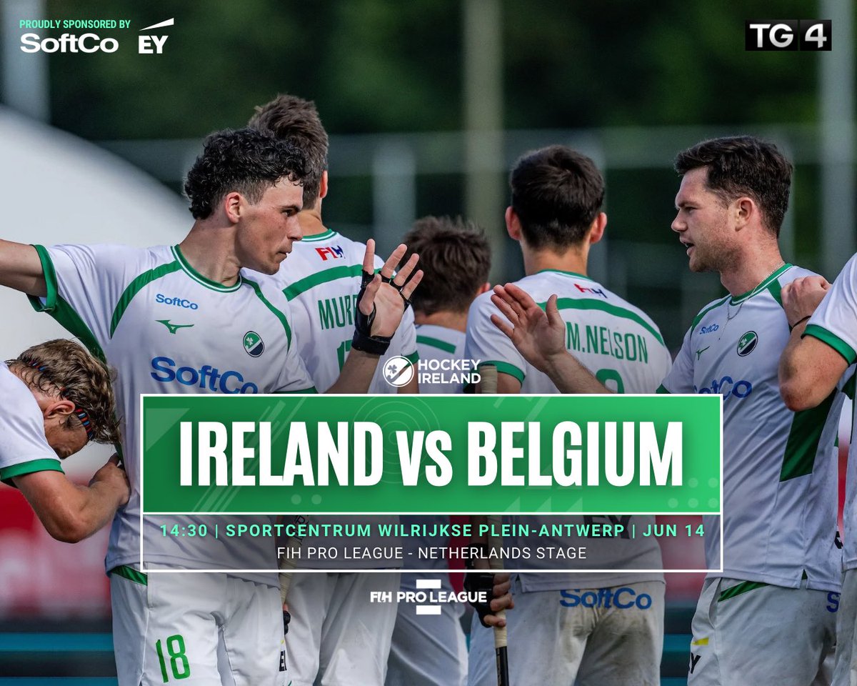 FIH PRO LEAGUE: IRELAND VS BELGIUM ☘️
 
Our IRL Men are in Antwerp to face World #2 Belgium this afternoon in the final stage of the 2024/25 FIH Pro League. 
 
Watch the team live on the TG4 Player at 14:30, and make sure to follow @IrelandHockeyTeam on Instagram to be kept up to