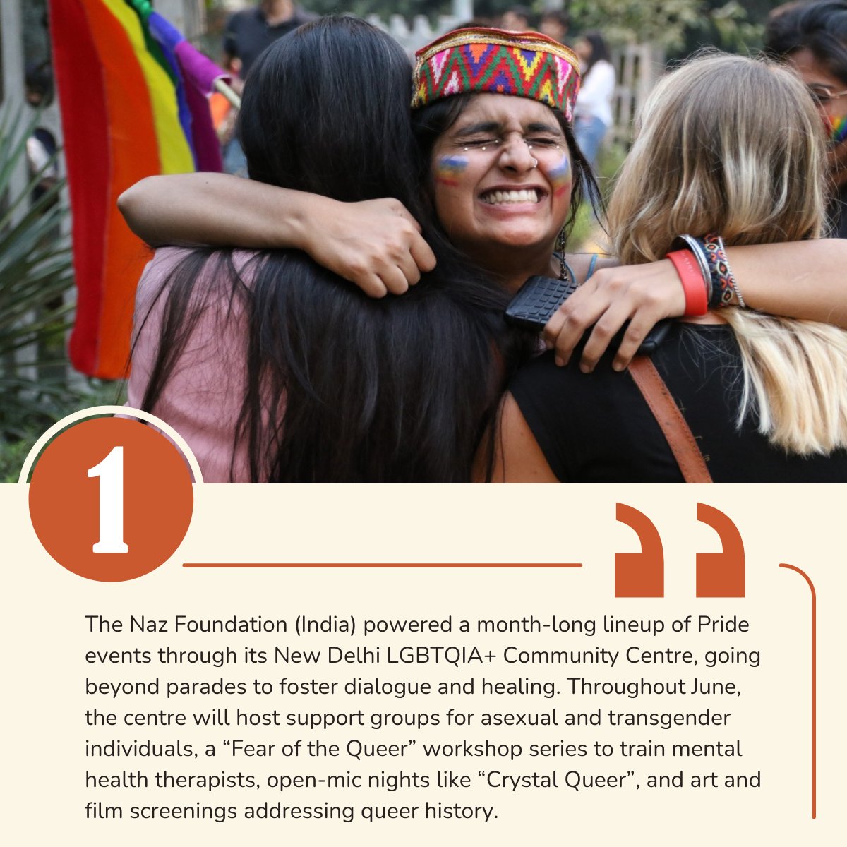 bhagat_simit's tweet photo. 1/5 
@Naz_Foundation LGBTQIA+ Community Centre is hosting a month-long lineup of support, healing &amp; creativity—support groups, open mics like “Crystal Queer,” film screenings, and therapist workshops. Pride that goes beyond parades. 

#Pride2025 #QueerHealing https://t.co/2vz19zBMX4