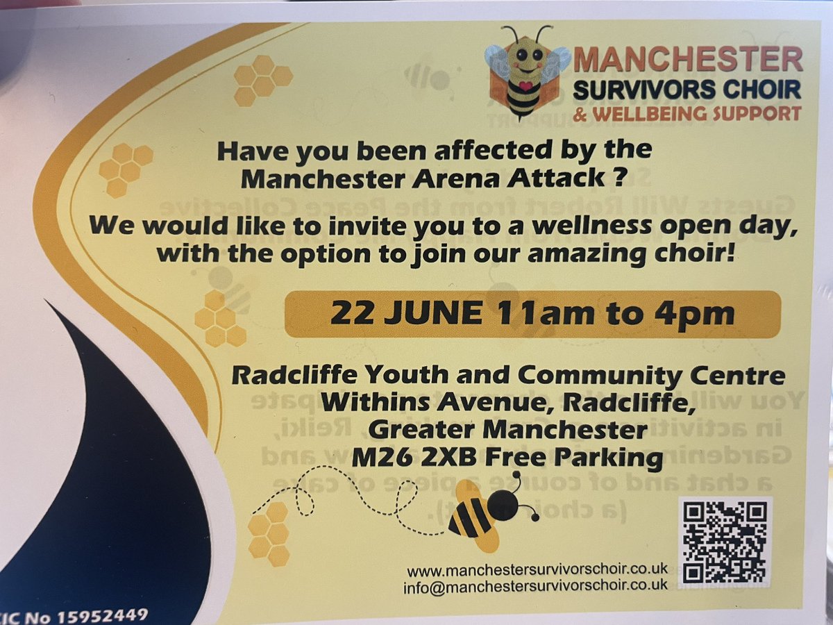 survivorschoir_'s tweet photo. Getting ready for open day Sun 22nd June, lots of free activities & support available - anyone affected by the Arena Attack is very welcome & we are running a raffle to put funds back if you can help buying a ticket that would bee amazing 🐝 #mcr #livstrust #peacecollective https://t.co/UxmUlGwtL0
