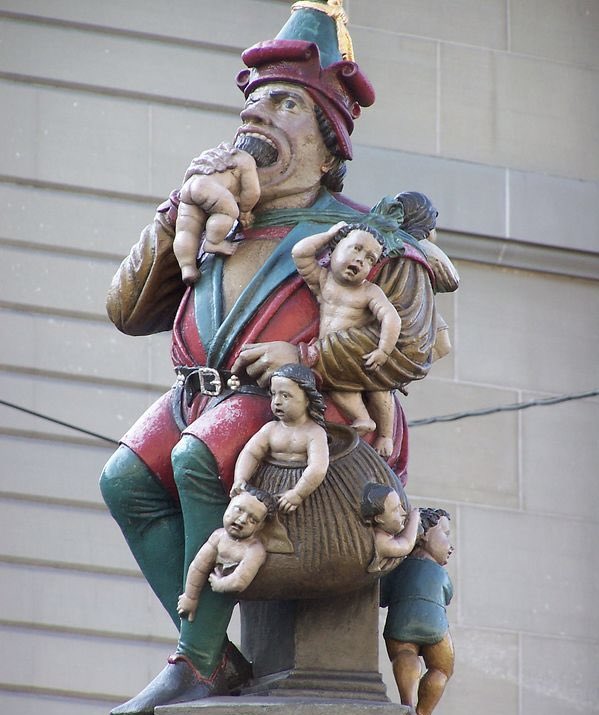 creepydotorg's tweet photo. There is a 500-year-old statue of a man eating a sack of babies in Bern, Switzerland, and nobody is sure why. https://t.co/TYBsI0UphA