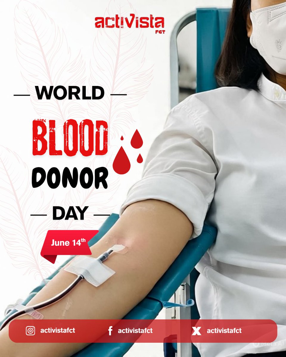 "One pint of blood can save up to 3 lives. 🩸 This #WorldBloodDonorDay2025, be the reason someone gets a second chance at life. Donate blood, spread awareness, and inspire others to do the same! ❣️
#WorldBloodDonorDay #DonateBlood #SaveLives #BeAHero #BloodDonationMatters