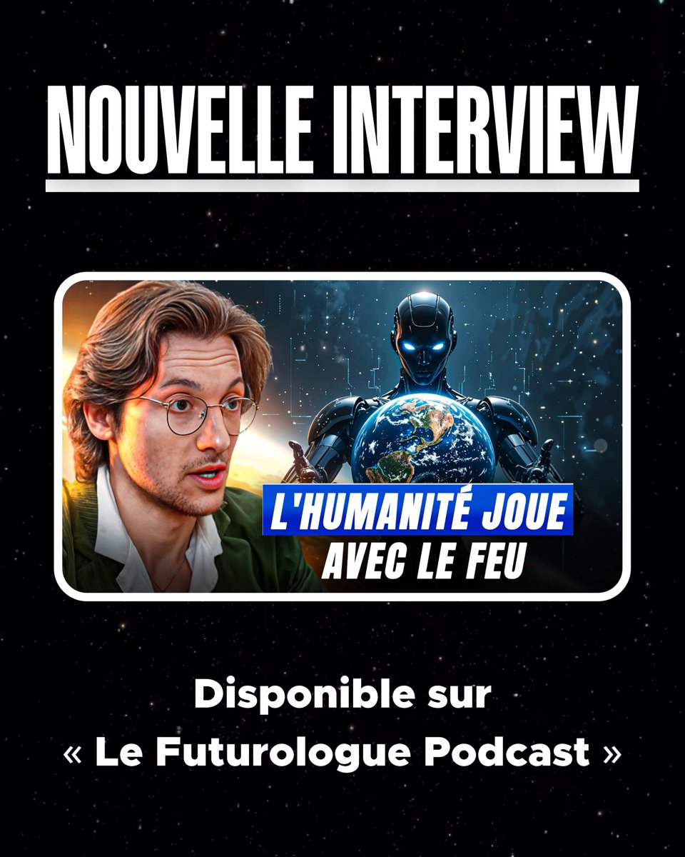 Le Futurologue (@le_futurologue) on Twitter photo Nouvelle interview de <a href="/Flavien_Chervet/">Flavien Chervet</a>, écrivain et conférencier !
Nous y abordons notamment :
- La transformation de la guerre par les armes autonomes
- Le risque d’extinction que les IA créent
- La nécessité d’une coopération internationale
C'est ici : youtu.be/yYKt1864NQI Nouvelle interview de <a href="/Flavien_Chervet/">Flavien Chervet</a>, écrivain et conférencier !
Nous y abordons notamment :
- La transformation de la guerre par les armes autonomes
- Le risque d’extinction que les IA créent
- La nécessité d’une coopération internationale
C'est ici : youtu.be/yYKt1864NQI