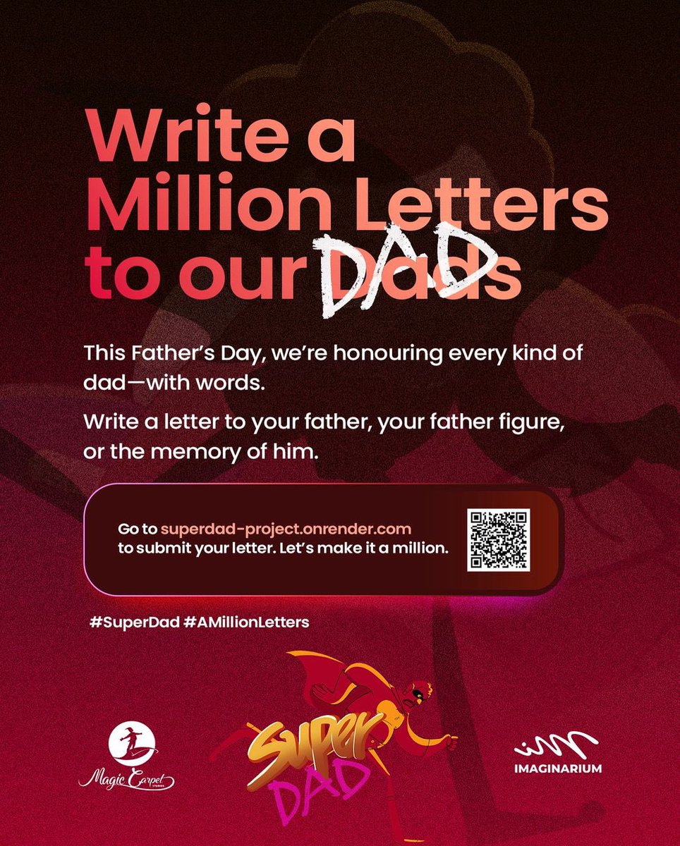 This Father’s Day, we’re writing to our dads

A million letters. 

One message: We see you. We thank you. 💌

Click on the link and write yours now 👉🏾 [bit.ly/AMILLIONLETTERS]

✍🏾 Write to your dad, father figure, or his memory.

#FathersDay #superdad #FathersDay2025