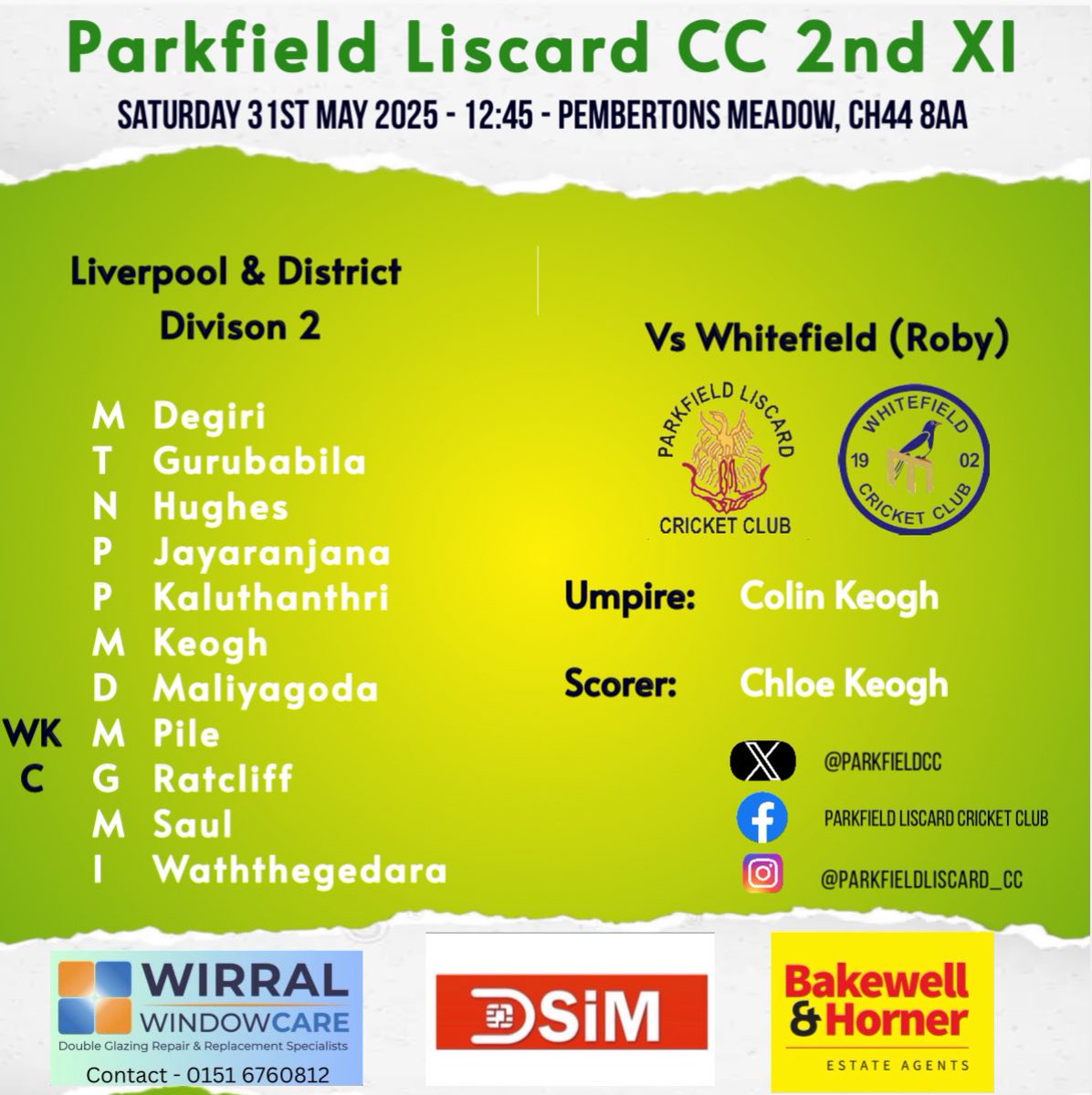 Parkfield Liscard CC (@parkfieldcc) on Twitter photo ‼️Today’s Line ups‼️
1st XI travel to <a href="/PrestatynCC/">Prestatyn Cricket Club</a> (12pm start)
2nd XI Host <a href="/PrestatynCC/">Prestatyn Cricket Club</a> (12:45pm Start)
Go well all involved 💚💛 ‼️Today’s Line ups‼️
1st XI travel to <a href="/PrestatynCC/">Prestatyn Cricket Club</a> (12pm start)
2nd XI Host <a href="/PrestatynCC/">Prestatyn Cricket Club</a> (12:45pm Start)
Go well all involved 💚💛