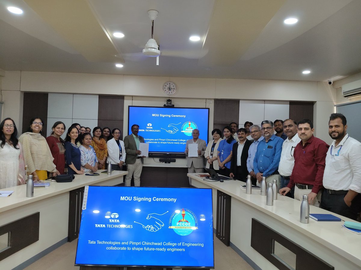 s_rawandale's tweet photo. Exciting Update: Pimpri Chinchwad College of Engineering (PCCOE), Pune, has signed MOU with Tata Technologies Ltd (TTL) For
- Faculty Development
- Student Training
- Internships
-Placement
Team Training & Placement (T&P)
#PCCOEPune #UniversityCollaboration #EngineeringLeaders https://t.co/5Kpe7DHlkU