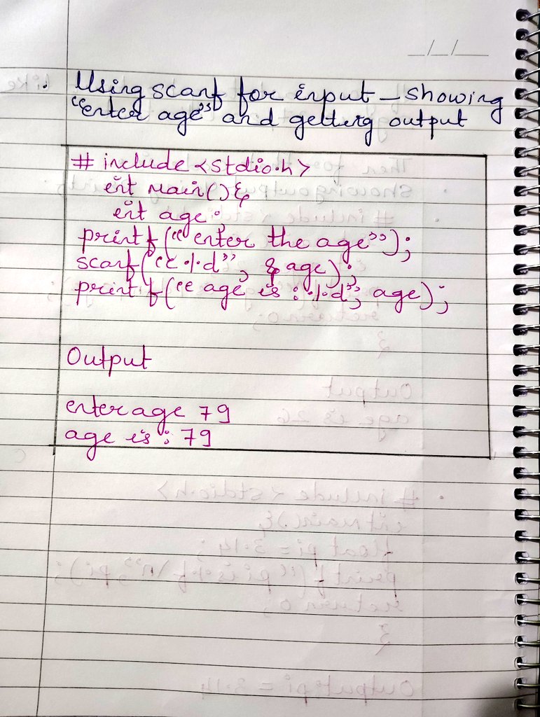 vaishnavibhange's tweet image. ✨ My C programming journey begins!
Started with handwritten notes to understand the logic ✍️
Used an online compiler to test my first lines of code 💻
From printf() to scanf(), every step felt magical 🪄
#CProgramming #CodingJourney #FirstCode #LearnToCode