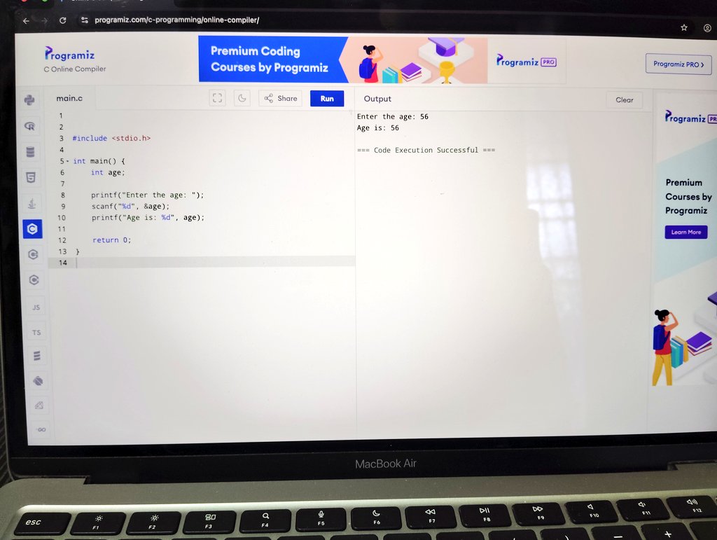 vaishnavibhange's tweet image. ✨ My C programming journey begins!
Started with handwritten notes to understand the logic ✍️
Used an online compiler to test my first lines of code 💻
From printf() to scanf(), every step felt magical 🪄
#CProgramming #CodingJourney #FirstCode #LearnToCode