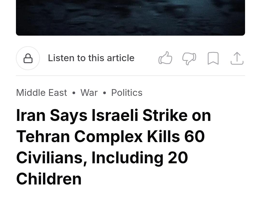 timand2037's tweet photo. Israeli child killers at work. 60 civilians were killed in yesterday’s israeli attack on the #Jamaran Residential Complex in Tehran. 20 children were among the victims. 38 bodies have been recovered so far.
https://t.co/ueOynZUoEE https://t.co/fJVTaKQPdE