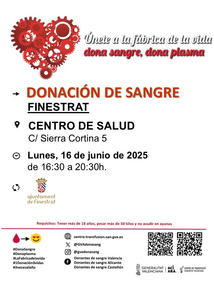 Ayto Finestrat (@aytofinestrat) on Twitter photo En el Día Mundial del Donante de Sangre, 14 de junio, hacemos un llamamiento a la jornada que celebramos este lunes 16 en #Finestrat porque Donar VIDA es Donar ESPERANZA <a href="/GVAdonasang/">GVA Dona Sang</a> #DiaDonanteSangre En el Día Mundial del Donante de Sangre, 14 de junio, hacemos un llamamiento a la jornada que celebramos este lunes 16 en #Finestrat porque Donar VIDA es Donar ESPERANZA <a href="/GVAdonasang/">GVA Dona Sang</a> #DiaDonanteSangre