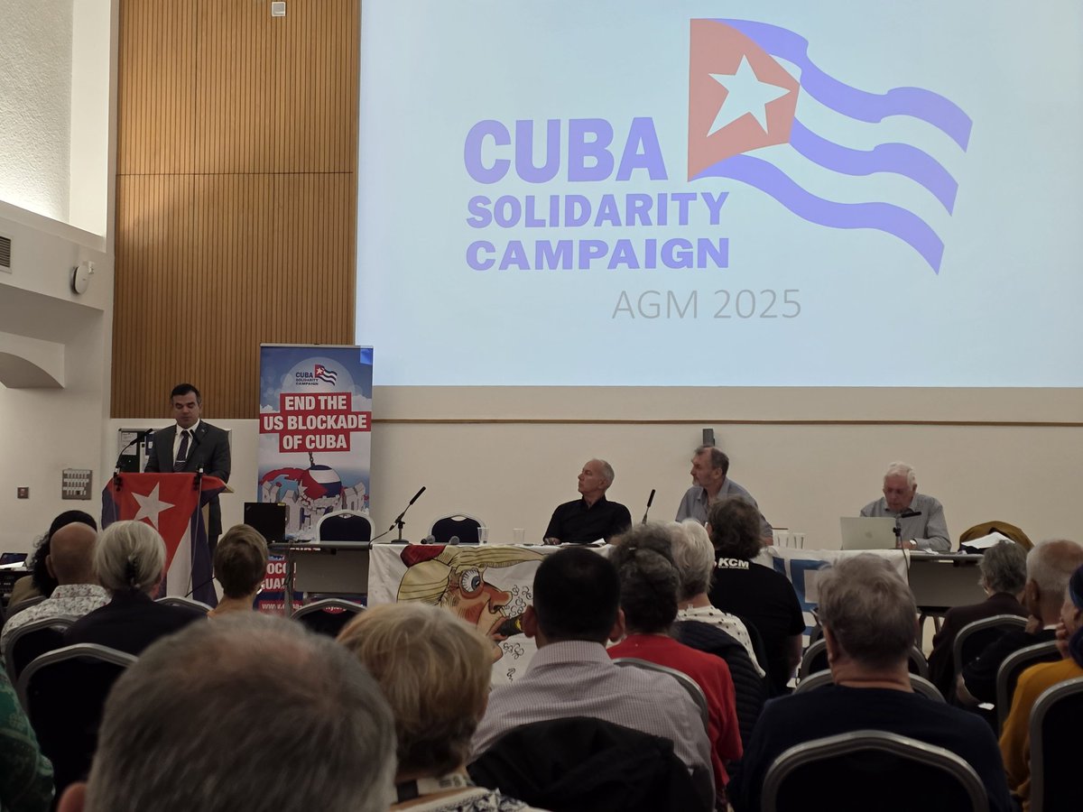 Gawain Little (@gawainlittle) on Twitter photo "The US government has long been the chamption of hypocracy, championing democracy while practising domination... Cuba rejects all forms of terrorism; we reject genocide." A clear message of defiance and solidarity with Palestine from <a href="/EmbaCuba_UK/">Cuba in the UK</a> at today's <a href="/CubaSolidarity/">Cuba Solidarity Campaign</a> AGM. "The US government has long been the chamption of hypocracy, championing democracy while practising domination... Cuba rejects all forms of terrorism; we reject genocide." A clear message of defiance and solidarity with Palestine from <a href="/EmbaCuba_UK/">Cuba in the UK</a> at today's <a href="/CubaSolidarity/">Cuba Solidarity Campaign</a> AGM.
