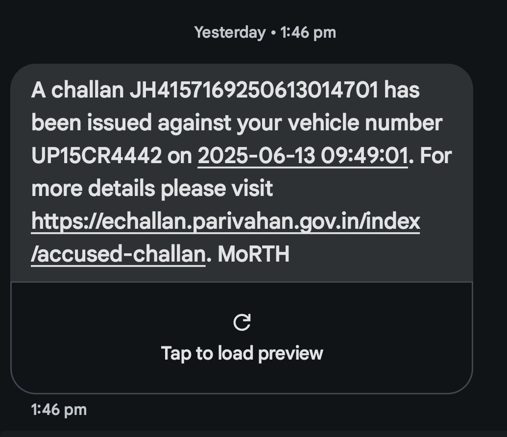 pankaj709709's tweet photo. मेरी बाईक न. UP15CR4442 का 13/06/2025 को 1:46pm बजे चालान का मैसेज मेरे मोबाइल नंबर पर आया, चालान झारखंड के रांची शहर में हुआ जबकि बाईक उस वक्त मेरठ शहर में थी प्रार्थी पंकज कुमार ने ऐप्लिकेशन के साथ बाईक की मौजूदगी तुरंत ही यातायात अधीक्षक मेरठ के कार्यालय में संगल्न कर दी! https://t.co/mBinnHA7PH