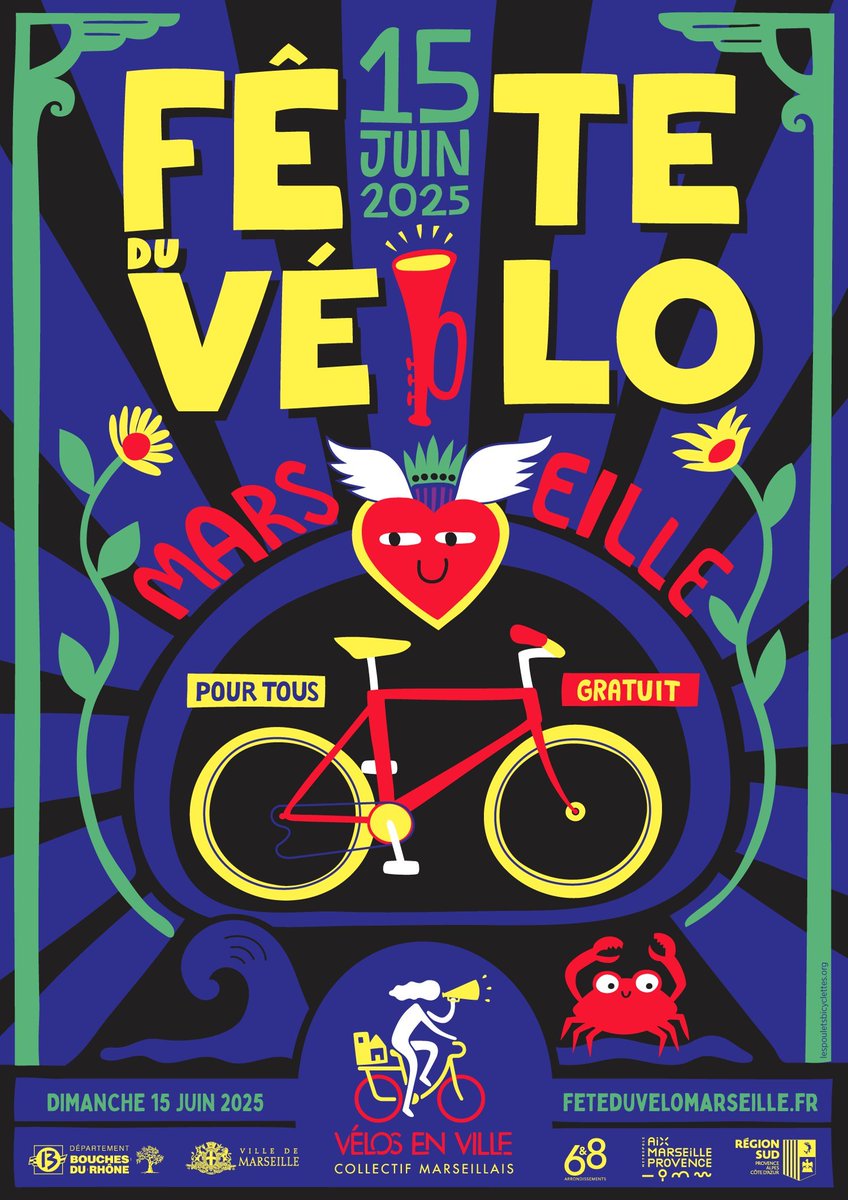 #Prado | 🚴‍♀️ Prado Apaisé : la Fête du Vélo revient le 15 juin à Marseille !
🕛 12h-18h | Av. du Prado fermée aux voitures.
🎉 Parade, concerts, ateliers, jeux, village associatif, expos…
🌿 🎉 Une journée festive &amp; engagée pour imaginer Mon Prado rêvé
✅ + de détails