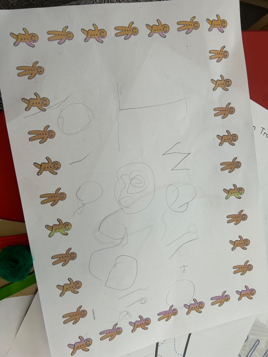 Merlin_Top's tweet image. What an adventure we’ve had this week! 🏃‍♂️🍪 The Gingerbread Man has ESCAPED and is hiding somewhere in our school! We’ve been busy following his clues, tracking his crumb trails, and writing letters to ask him to come back and visit us. Come back soon, Gingy! ❤️ #NurseryFun