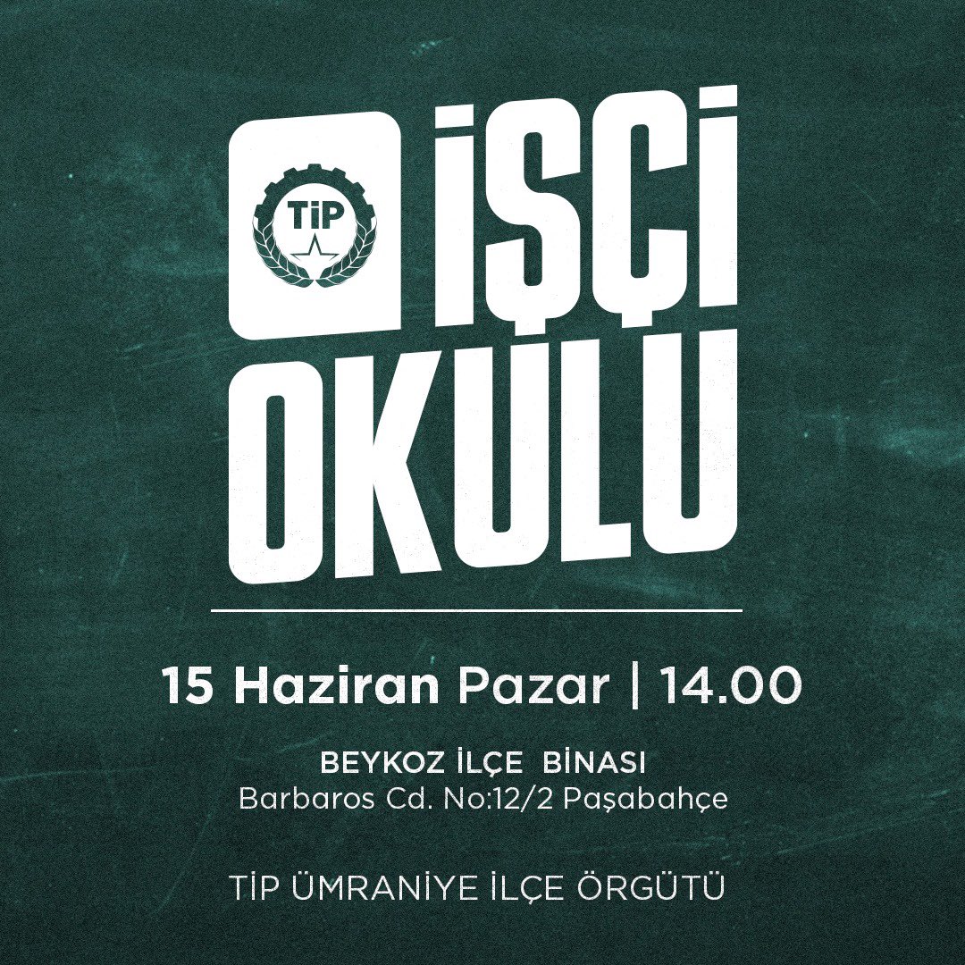 Bu ay İşçi Okulu’nda 15-16 Haziran Büyük İşçi Yürüyüşünü konuşuyoruz!

📅 15 Haziran Pazar
🕒 Saat: 14.00
📍 TİP Beykoz İlçe Binası

Genel Başkanımız Erkan Baş da Zoom üzerinden oturuma katılacak.
Tüm yurttaşlarımızı bekleriz✊🏾