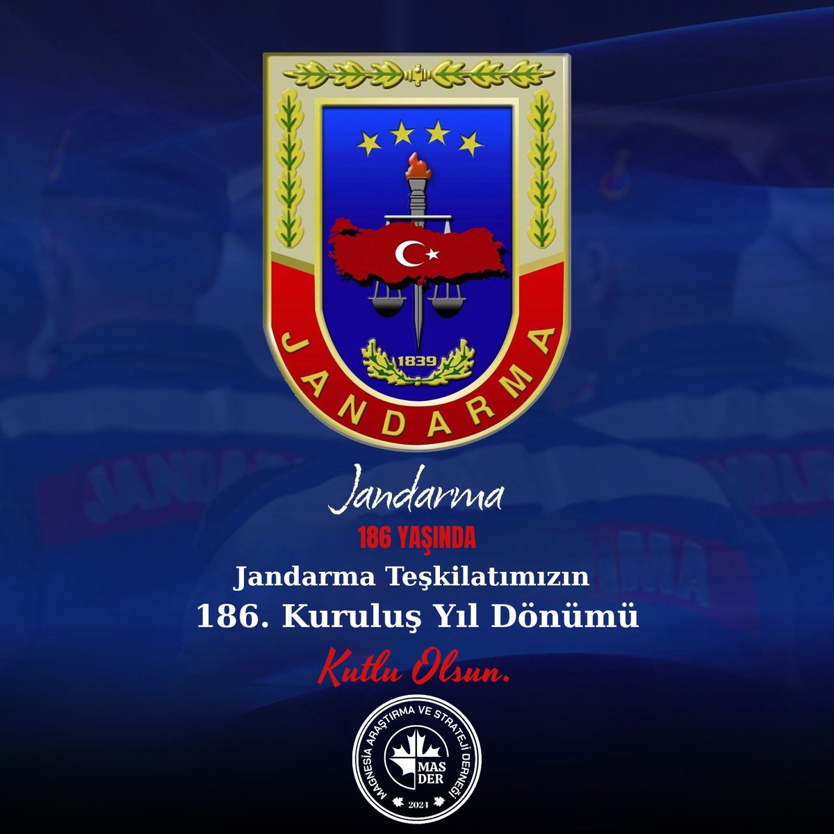 Vatan toprağının her karışında, gece gündüz demeden görev başında olan Jandarma Genel Komutanlığı’nın 186. kuruluş yıl dönümünü kutluyoruz!

Kahraman Jandarma Teşkilatımıza görevlerinde başarılar diliyor; şehitlerimizi rahmetle, gazilerimizi saygıyla anıyoruz.