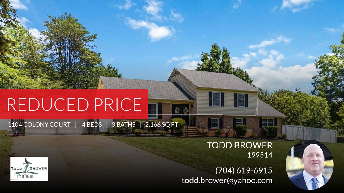 AgentBrower's tweet photo. 📍 Reduced Price 📍 This recently reduced home at 1104 Colony Court in Gastonia won't last long, so, don't wait to set up a showing! Reach out here or at (704) 619-6915 for more information!

Always available and ready to help you ... https://t.co/HxcBSzGkR7 https://t.co/51Bz7KqDmv