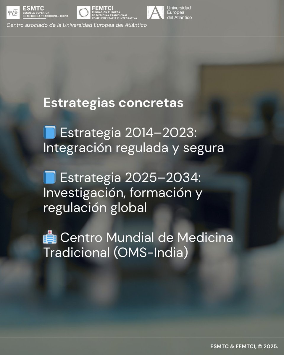 🌐 La OMS reconoce desde 1978 la Medicina Tradicional como parte del acceso universal a la salud.

Un respaldo que impulsa su integración global.

Desde FEMTCI trabajamos por unas MTCI seguras, accesibles y basadas en la evidencia.

#FEMTCI #MTCI #SaludIntegrativa #OMS #Respaldo