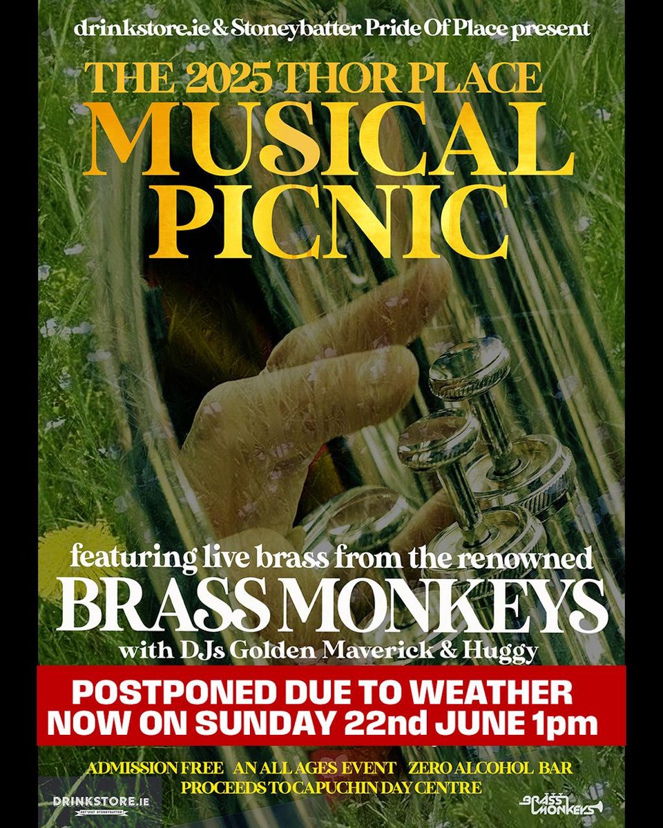 Had to postpone this today due to pissy conditions in Dublin 7 but it will be back next weekend! Our events tomorrow are all go though #stoneybatterfestival #stoneybatterfestival2025