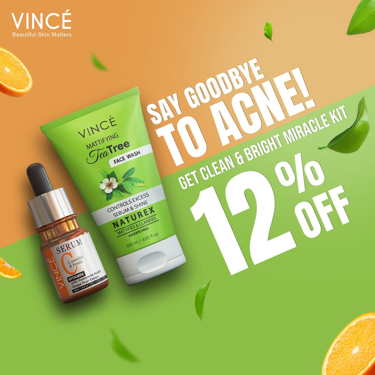 VinceBeautyInt's tweet image. Start your skin’s fresh journey with the Clean &amp;amp; Bright Miracle Kit  — your solution for clearer, brighter skin. Enjoy 12% OFF for a limited time. Shop now!

#vincebeautyint #CleanAndBright  #AcneSolution #GlowingSkin #TeaTreeMagic #VitaminCSerum #SkincareSale #ClearSkinJourney